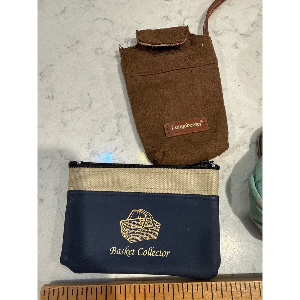 Longaberger Basket Collector Small Pouche Coin Purses Lot‎ 7 Brown Blue Orange